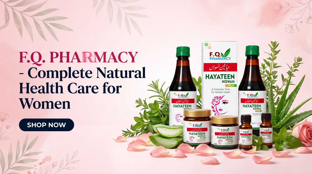Hayateen Niswan natural women's health tonic with herbal ingredients and rose petals