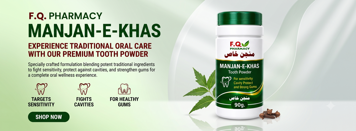 Manjan-e-Khas Tooth Powder by F.Q. Pharmacy for sensitivity, cavity protection & strong gums, 90g