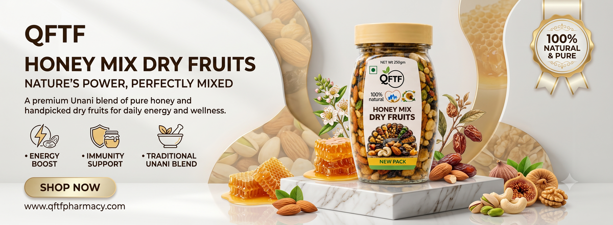 QFTF Honey Mix Dry Fruits – 100% natural Unani blend with almonds, dates, figs & honeycomb for energy and immunity