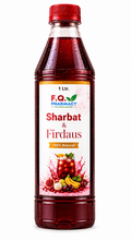 F.Q. Pharmacy Sharbat & Firdaus 1L natural fruit drink with pomegranate, grapes, and banana imagery